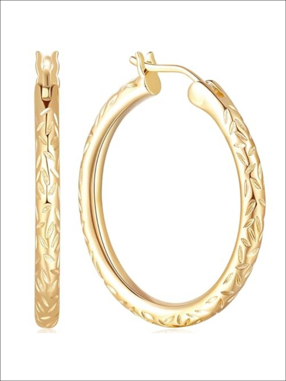 14K Gold Plated Hoop Earrings for Women Hypoallergenic